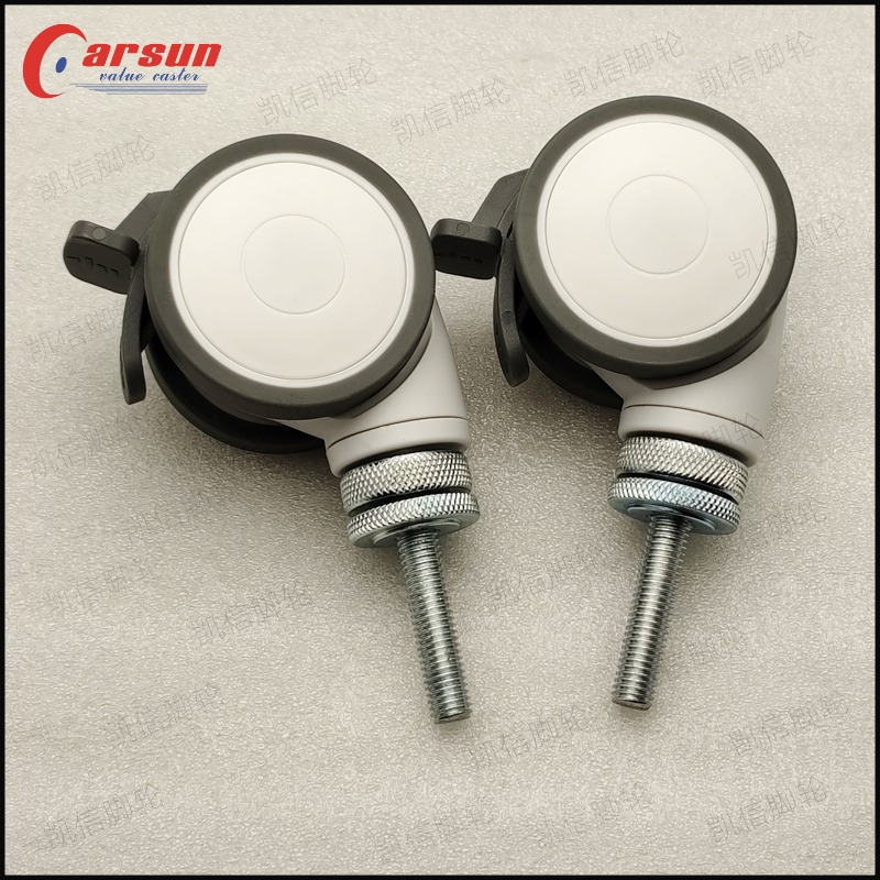 东莞凯信脚轮厂家​M10*50mm丝杆型2.5寸全刹TPR双轮医用万向脚轮医院病床手推车专用万向轮