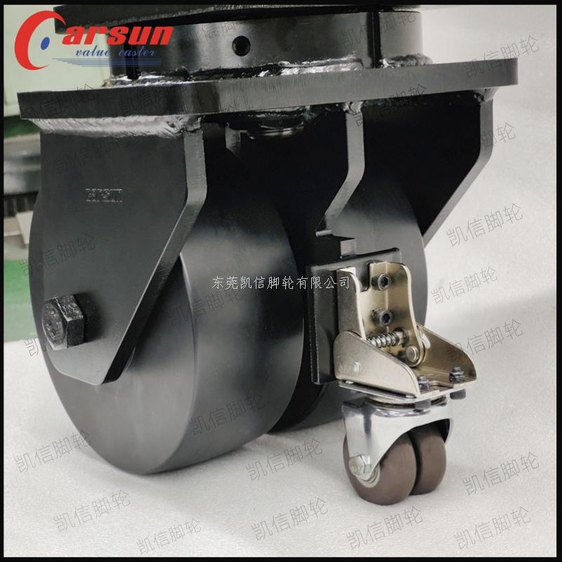 凯信脚轮​8寸双轮浇铸尼龙集装箱万向脚轮带方向锁带辅助轮