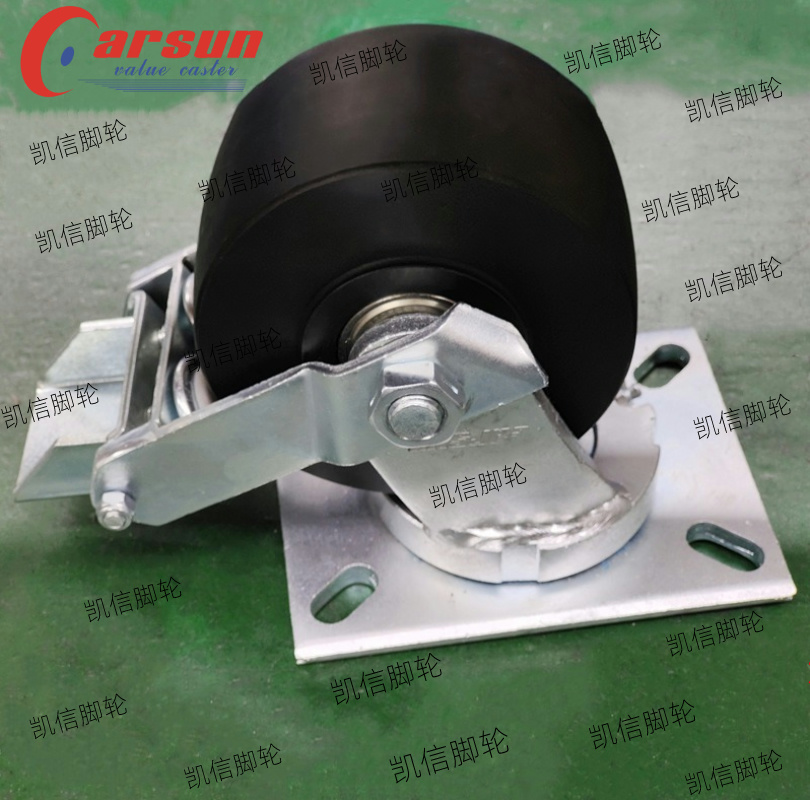 超重型工业脚轮抗冲击6寸MC浇铸尼龙万向轮带胎面刹,脚轮厂家,凯信脚轮
