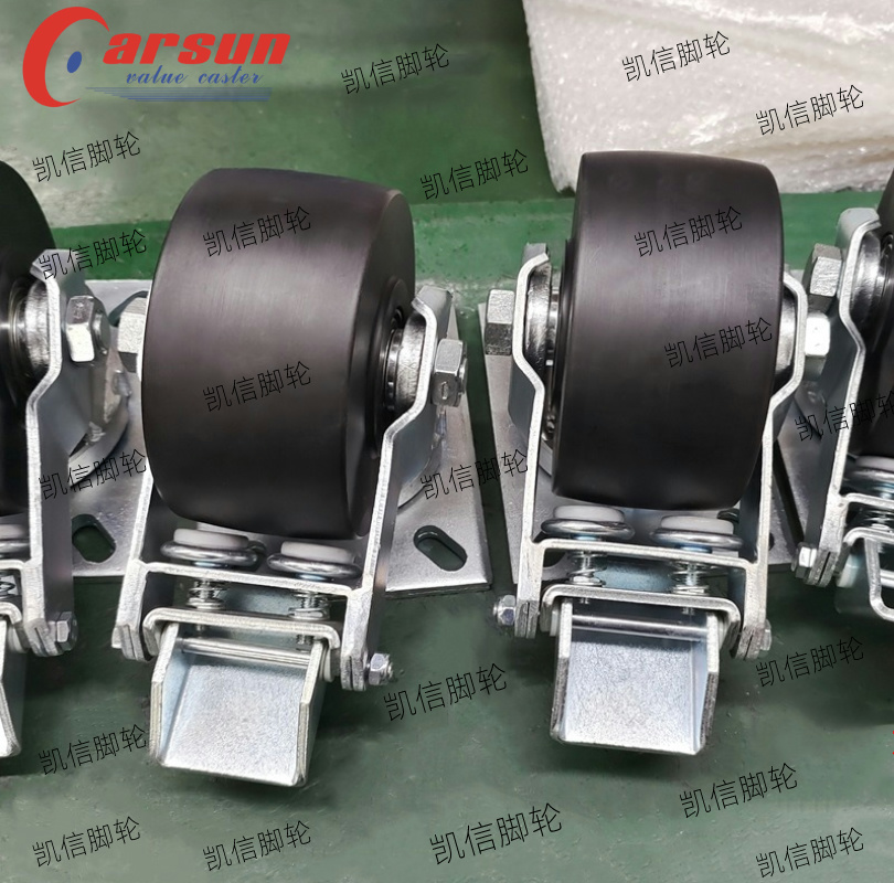 超重型工业脚轮抗冲击6寸MC浇铸尼龙万向轮带胎面刹,脚轮厂家,凯信脚轮