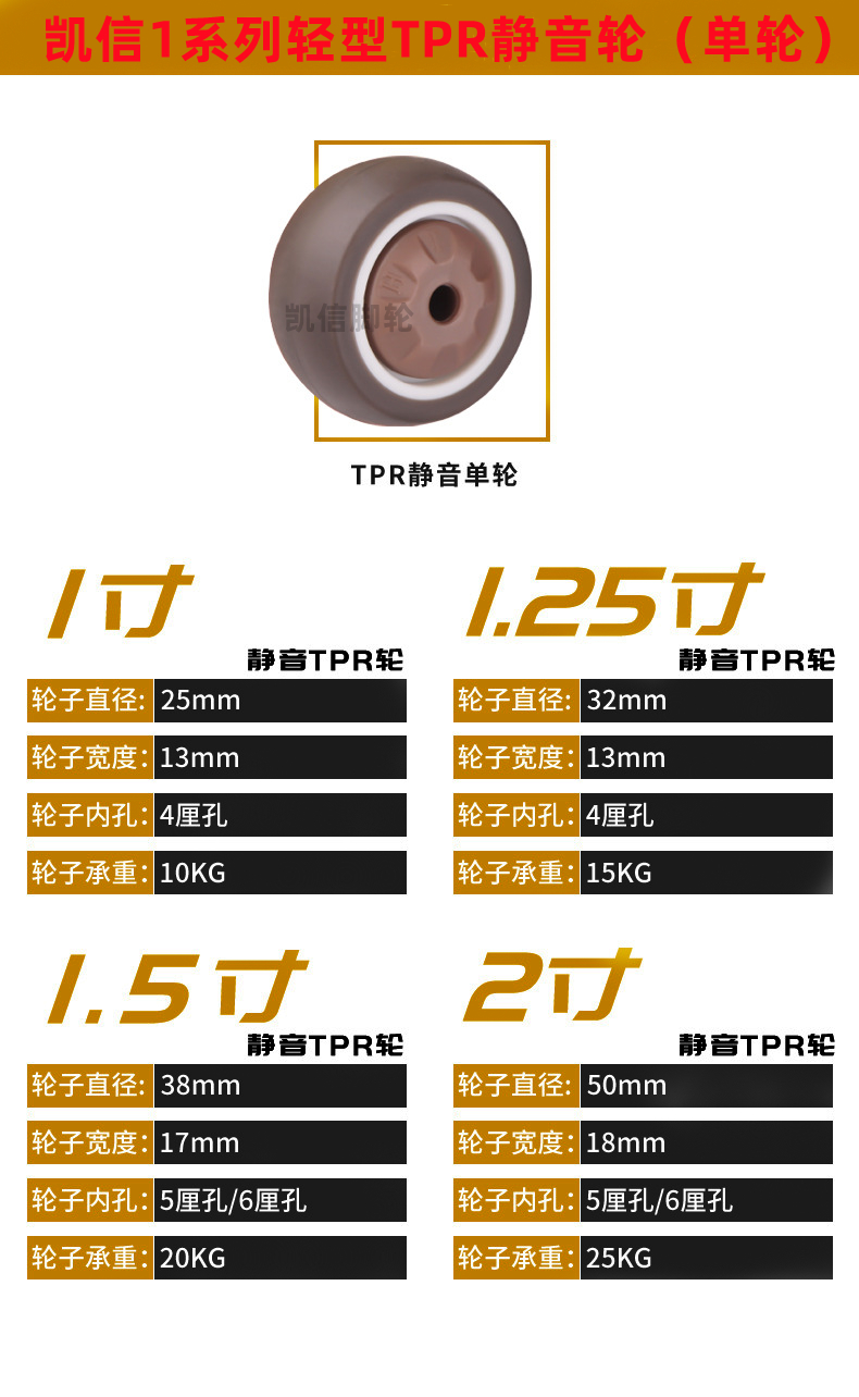 轻型TPR静音万向脚轮,凯信脚轮,脚轮厂家