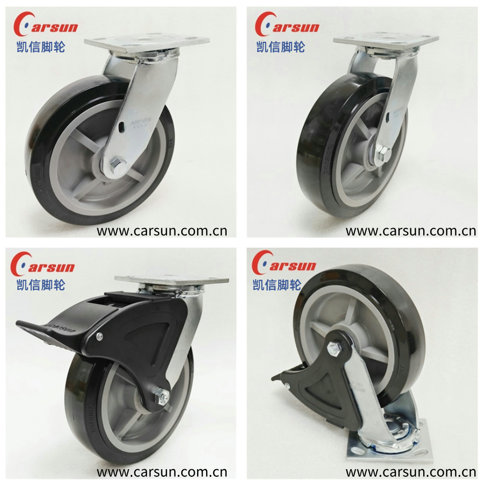 重型工业脚轮8寸改性尼龙轮万向轮带刹车,凯信脚轮厂家